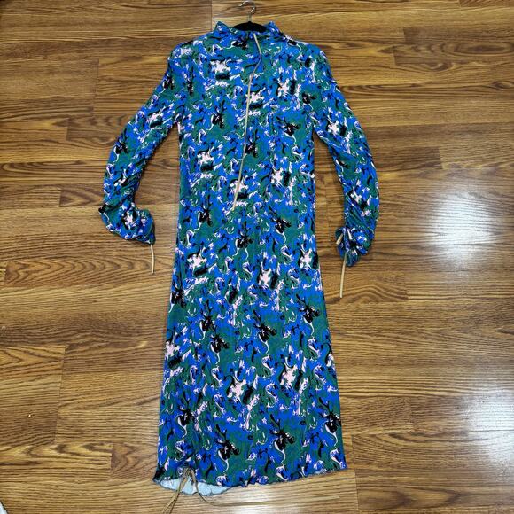Marni viscose Blue Floral  Print Bodycon Dress size 40 / US 8 - Picture 10 of 16